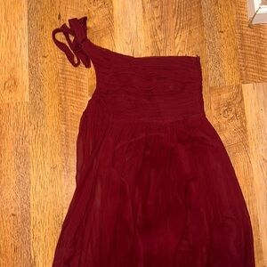 Robert Rodriguez Maroon One Shoulder Long Bridesmaid/Prom Dress D7